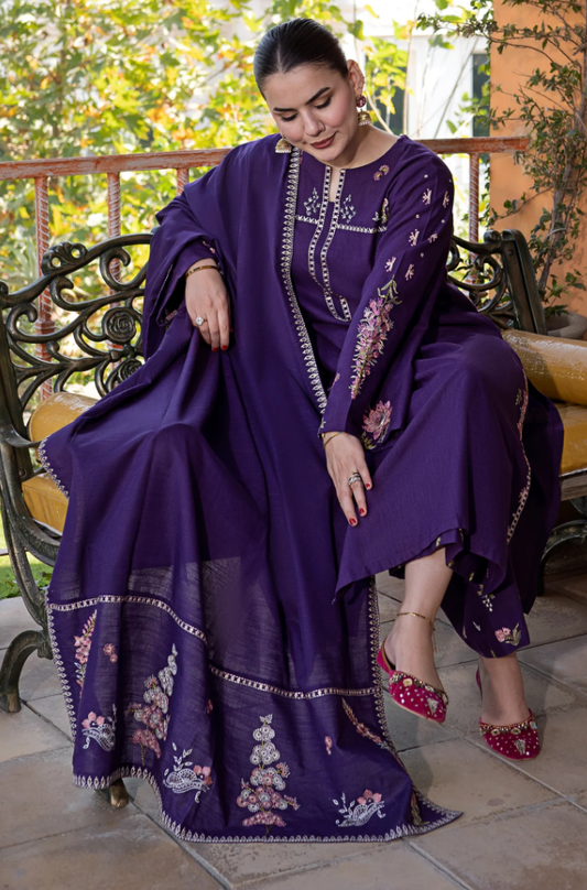 Winter 3PC Dhanak Embroidered Suit - kp33151