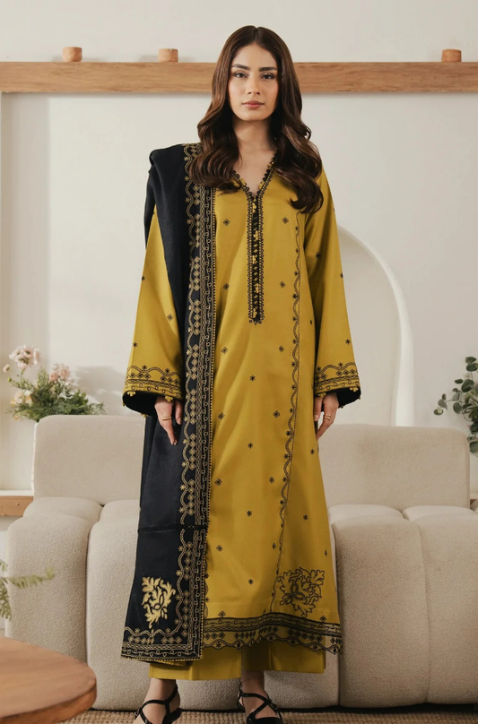 Winter 3PC Dhanak Embroidered Suit - kp33152