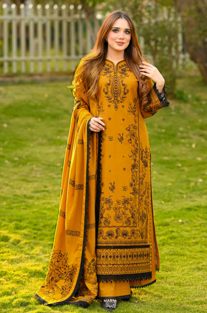 Winter 3PC Dhanak Embroidered Suit - kp33154