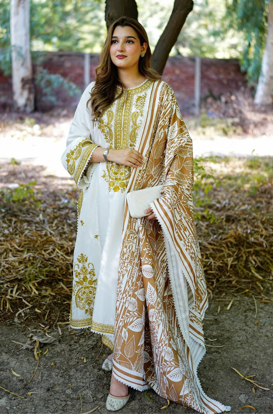 Winter 3PC Dhanak Embroidered Suit - kp33105