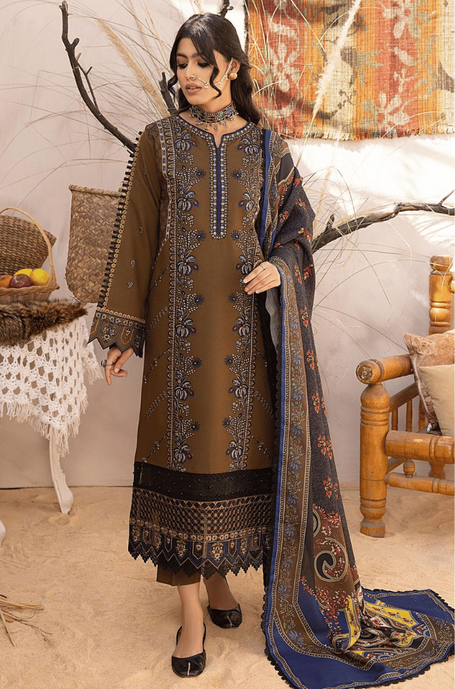 Winter 3PC Dhanak Embroidered Suit - kp3351