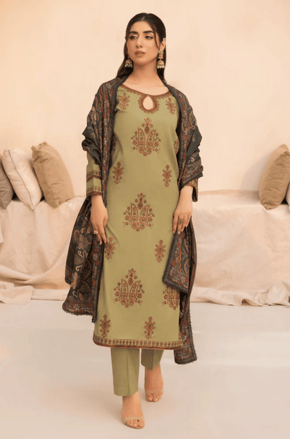 Winter 3PC Dhanak Embroidered Suit - kp3360