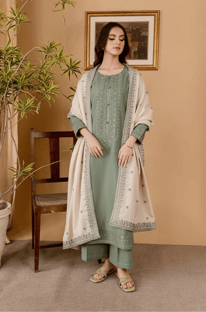 Winter   3PC Dhanak Embroidered Suit - kp3362
