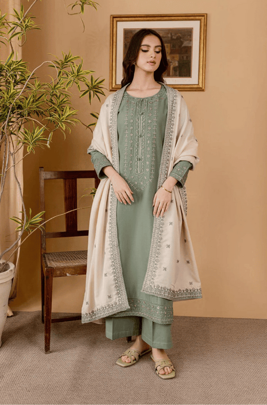 Winter   3PC Dhanak Embroidered Suit - kp3362