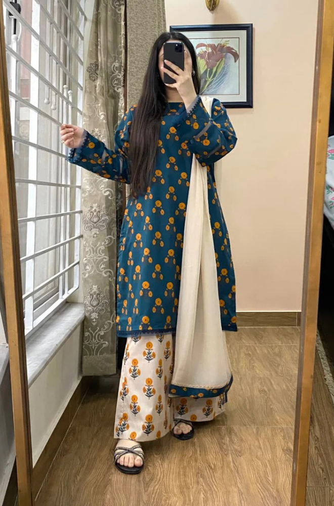 Summer 3PC Lawn Digital Print Dress - KP1152