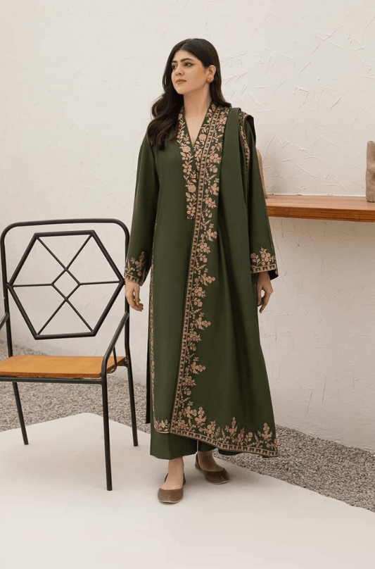 Winter 3PC Dhanak Embroidered Suit - kp3340