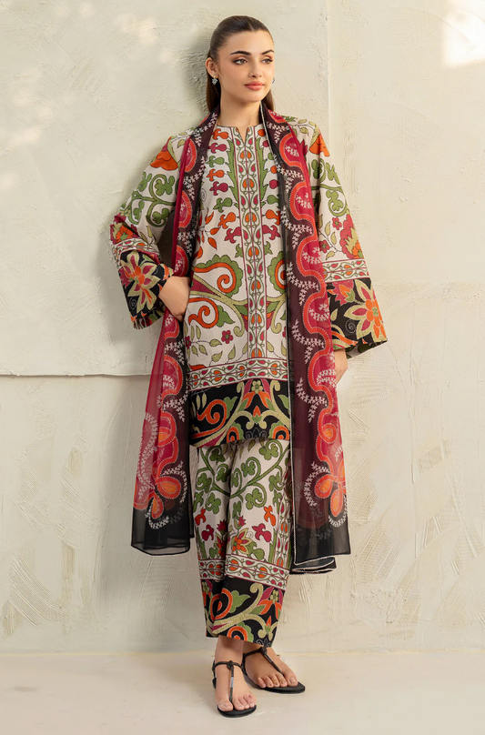 Summer 3PC Lawn Digital Print Dress - KP1158