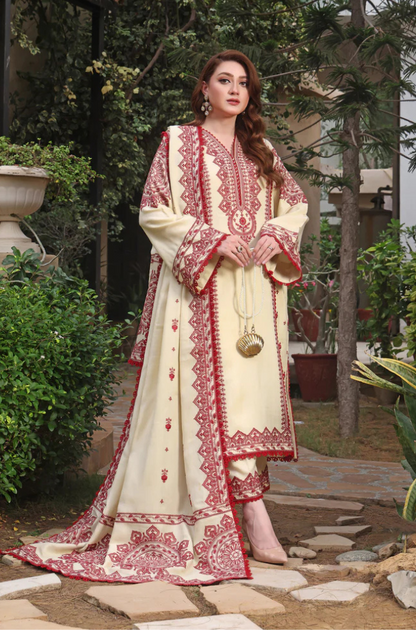 Winter 3PC Dhanak Embroidered Suit - kp3383