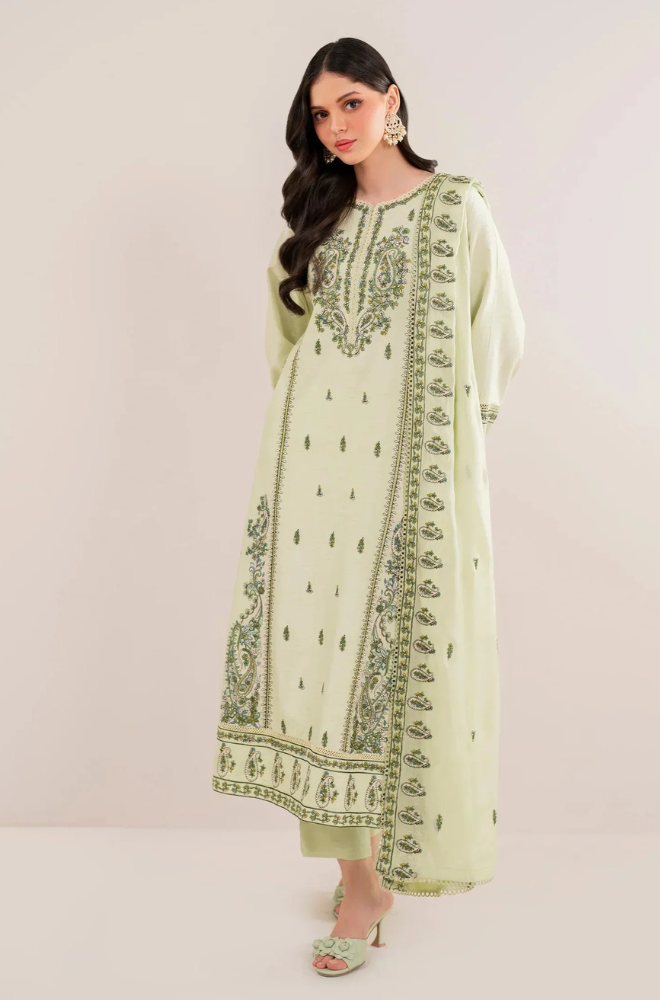 Winter  3PC Dhanak Embroidered Suit - kp3386