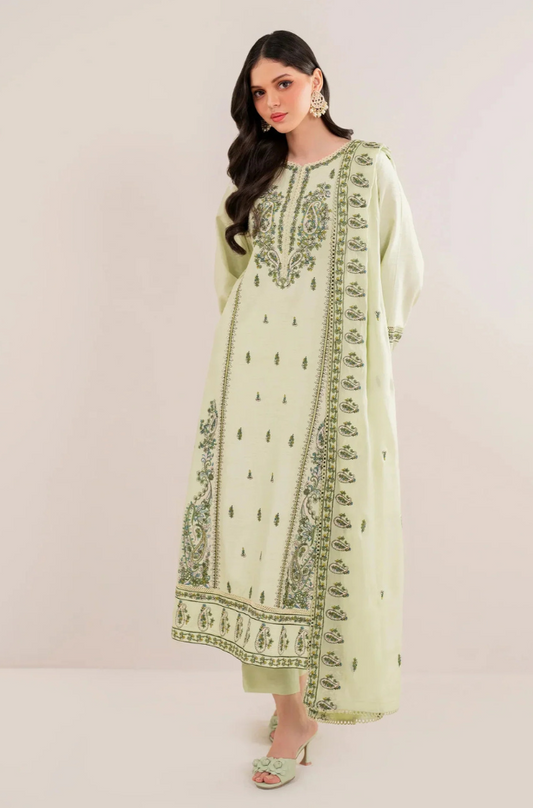 Winter  3PC Dhanak Embroidered Suit - kp3386
