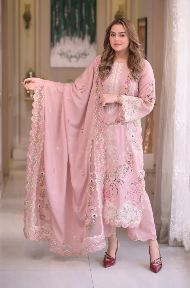 Summer 3PC Lawn Chikenkari Embroidered Shirt - KP1172