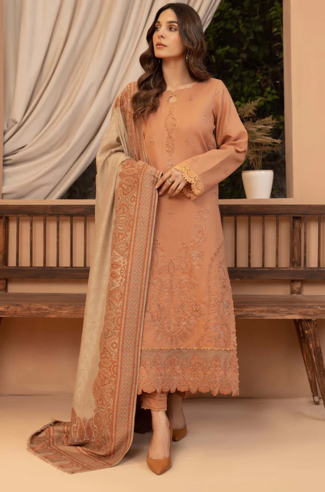 Winter 3PC Dhanak Embroidered Suit - kp3398