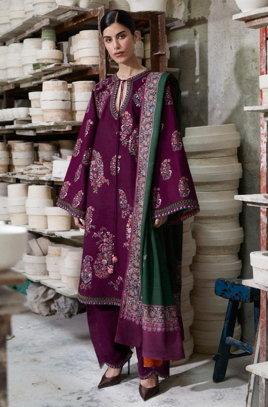 Winter 3PC Dhanak Embroidered Suit - kp33153