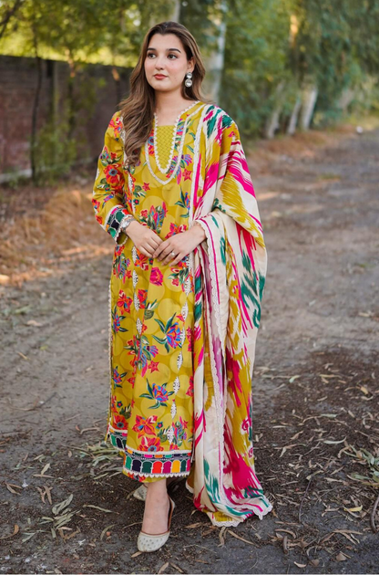 Winter 3PC Karandi Digital Print Dress - KP33419