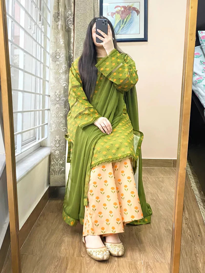 Summer 3PC Lawn Digital Print Dress - KP1153