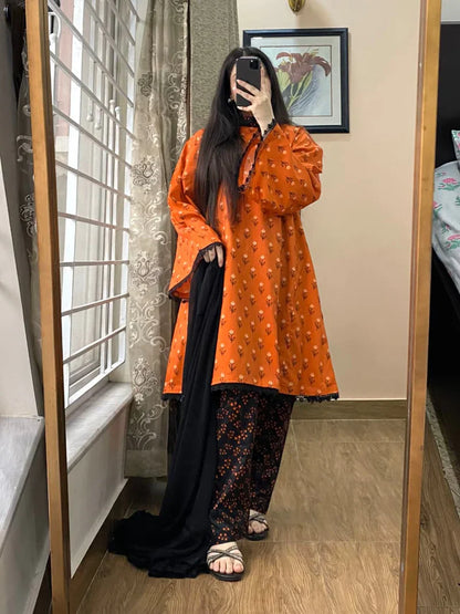 Summer 3PC Lawn Digital Print Dress - KP1147