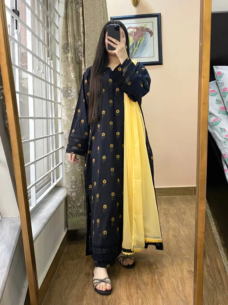 Summer 3PC Lawn Digital Print Dress - KP1151