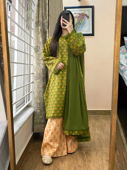 Summer 3PC Lawn Digital Print Dress - KP1153