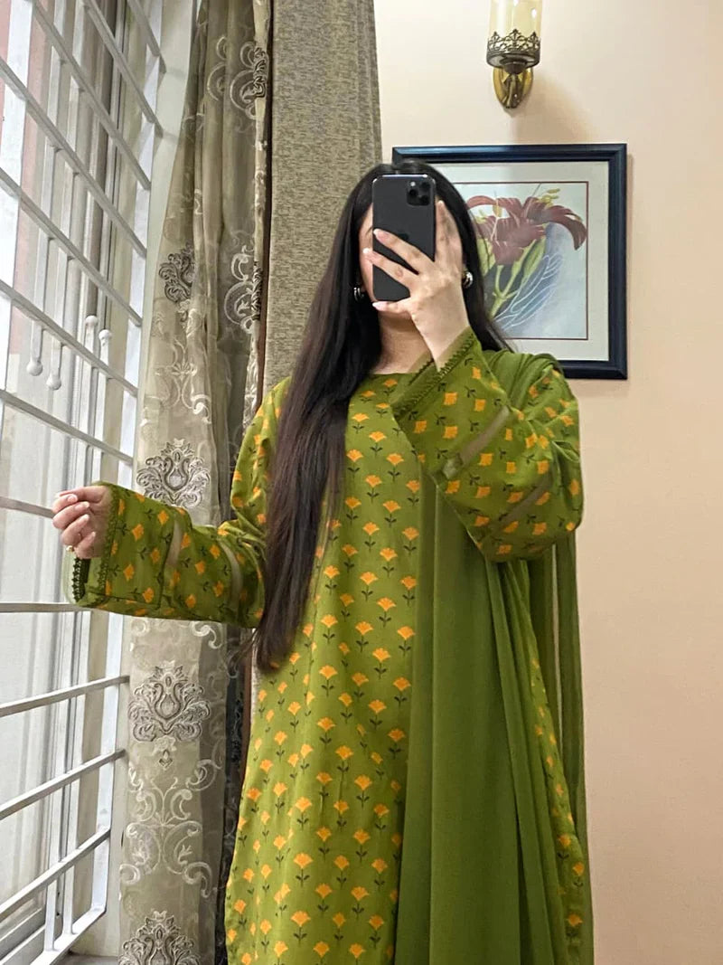 Summer 3PC Lawn Digital Print Dress - KP1153