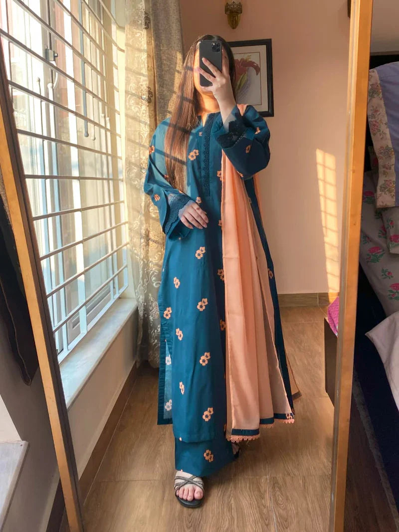 Summer 3PC Lawn Digital Print Dress - KP1150