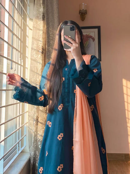 Summer 3PC Lawn Digital Print Dress - KP1150
