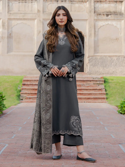 Winter 3PC Dhanak Embroidered Suit - kp33112