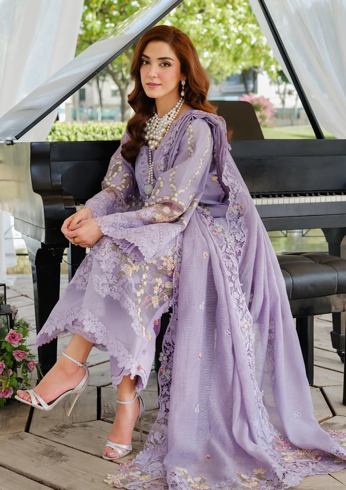 Summer 3PC Lawn Chikenkari Embroidered Shirt - KP1138