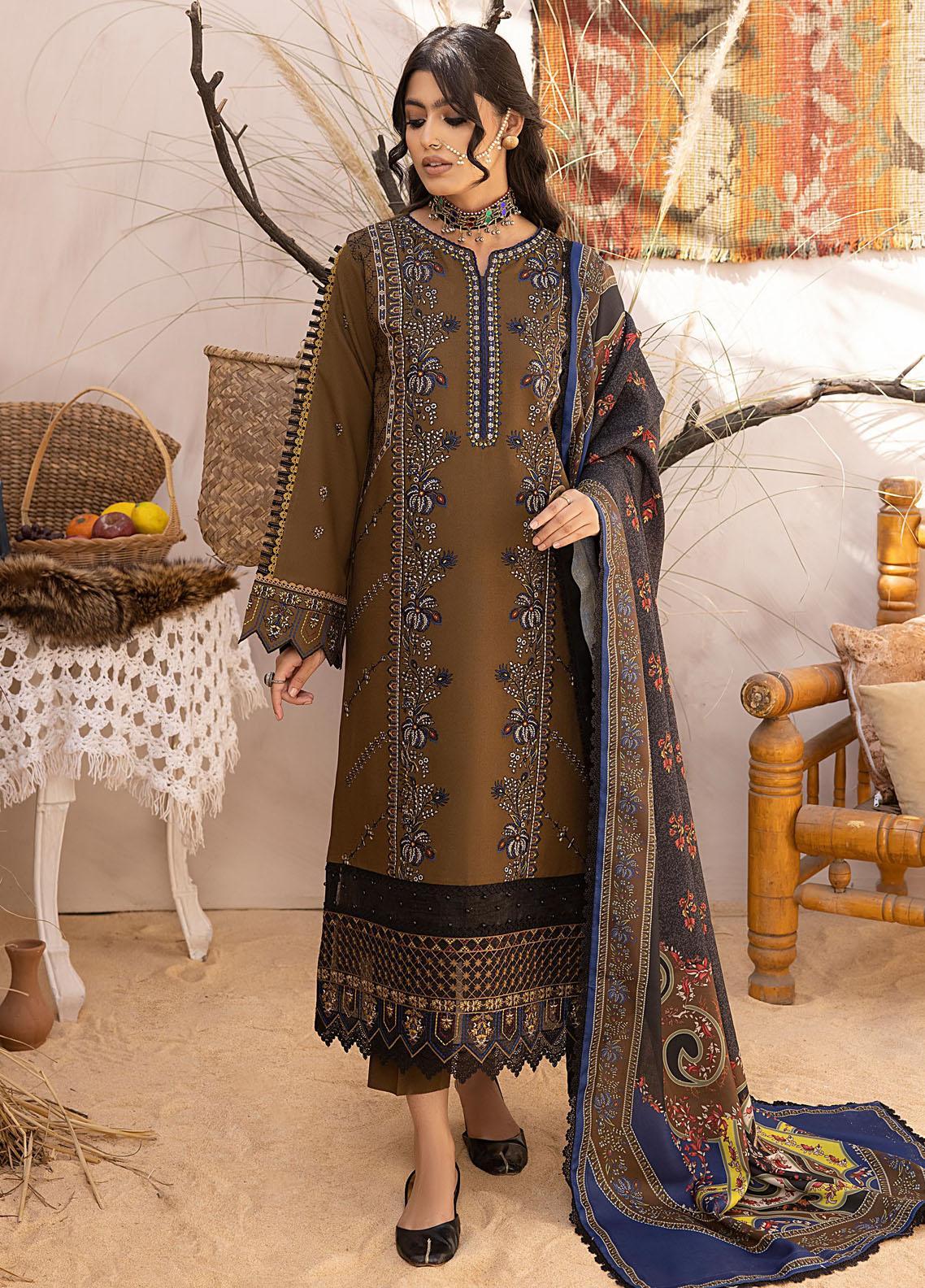Winter 3PC Dhanak Embroidered Suit - kp3351